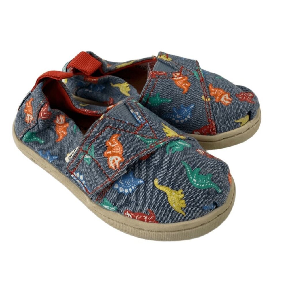 Toms Toddler Boys Kids Slip On Sneaker Skeleton Dinosaur Print Size 7